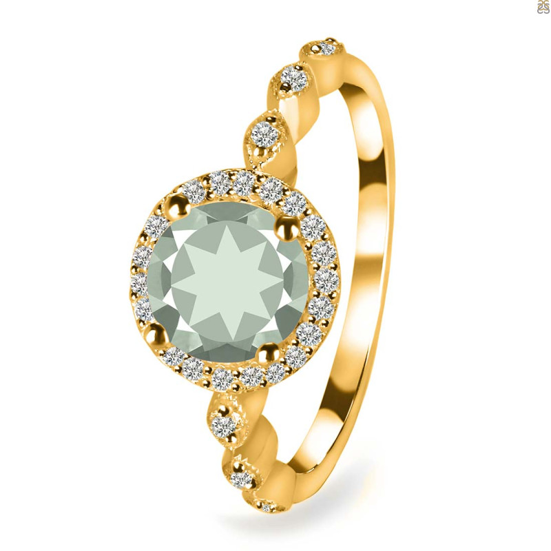 Green Amethyst & White Topaz Ring GRA-RR-267.