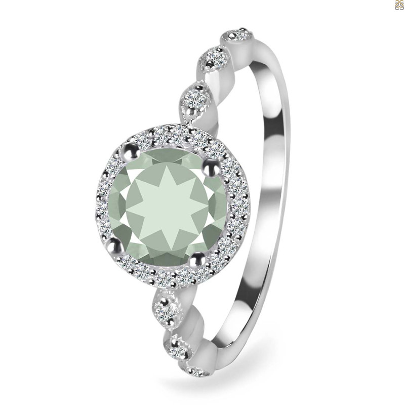 Green Amethyst & White Topaz Ring