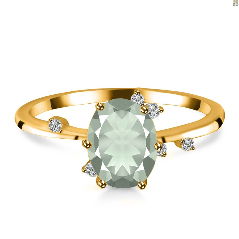 Green Amethyst & White Topaz Ring GRA-RR-318.