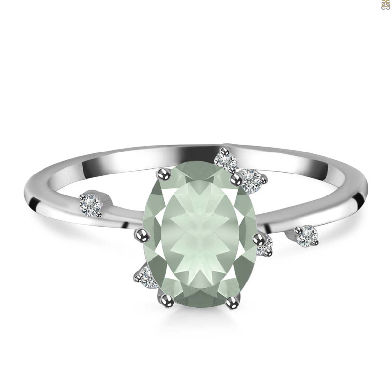 Green Amethyst & White Topaz Ring GRA-RR-318.