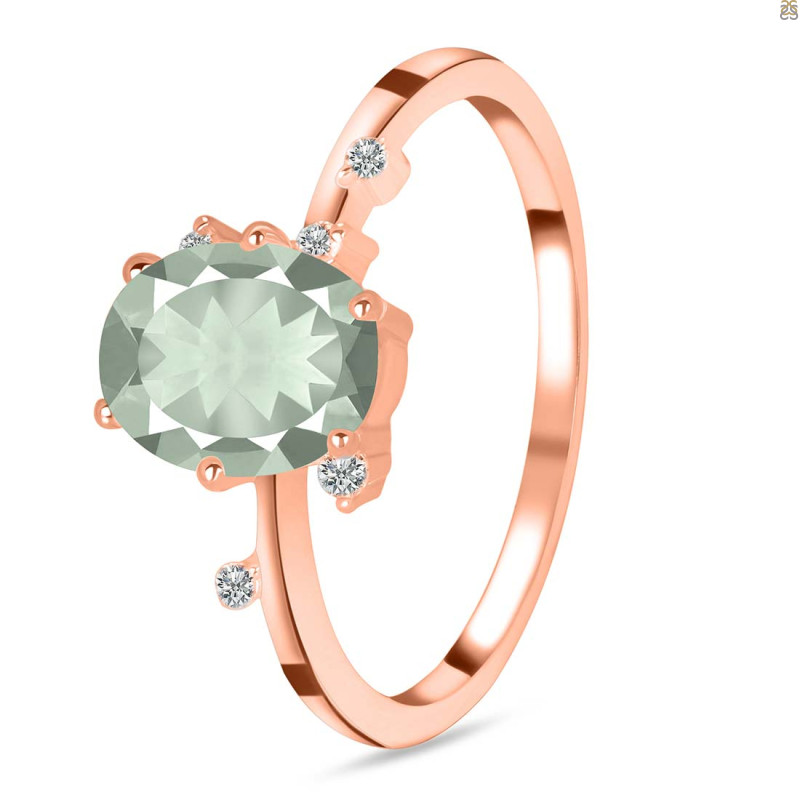 Green Amethyst & White Topaz Ring GRA-RR-318.