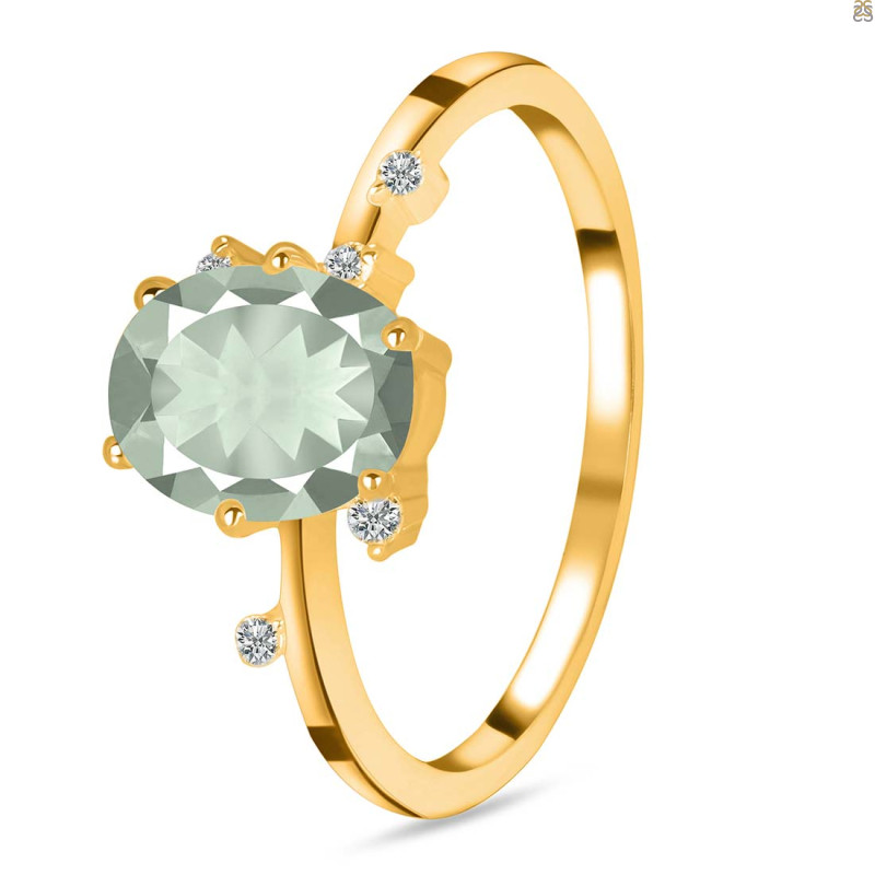 Green Amethyst & White Topaz Ring GRA-RR-318.