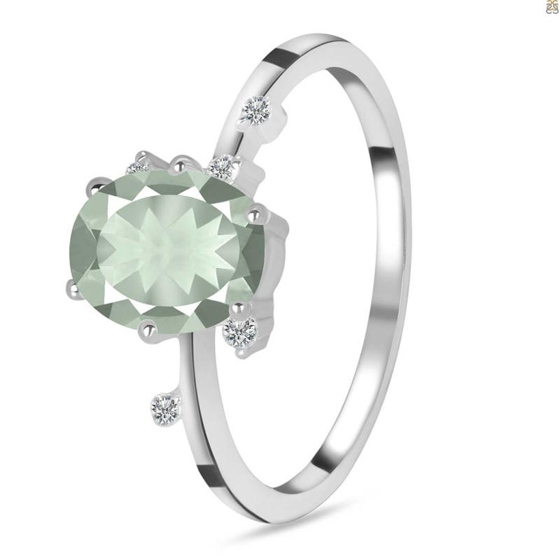 Green Amethyst & White Topaz Ring