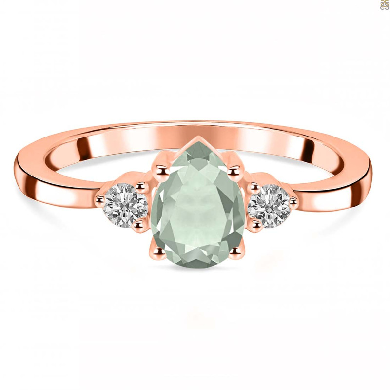 Green Amethyst & White Topaz Ring GRA-RR-335.