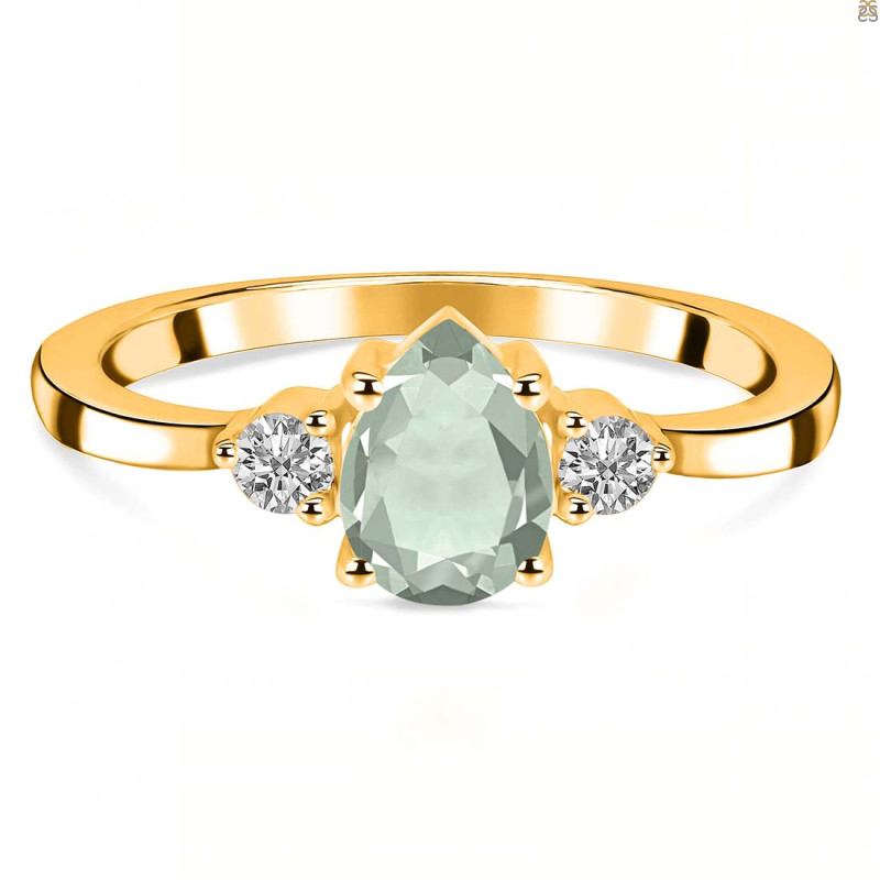 Green Amethyst & White Topaz Ring GRA-RR-335.