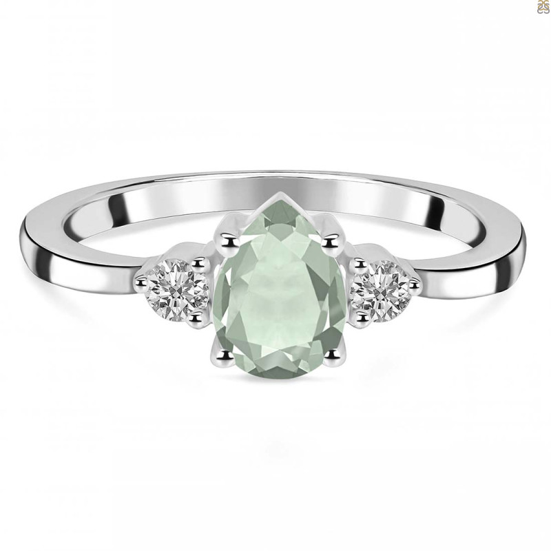Green Amethyst & White Topaz Ring GRA-RR-335.