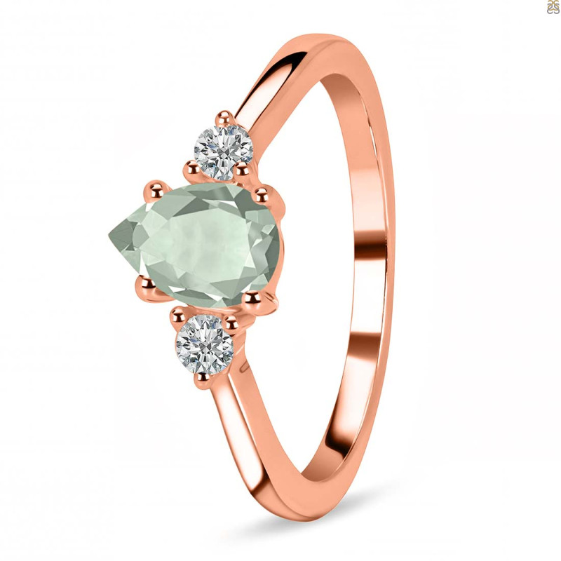 Green Amethyst & White Topaz Ring GRA-RR-335.