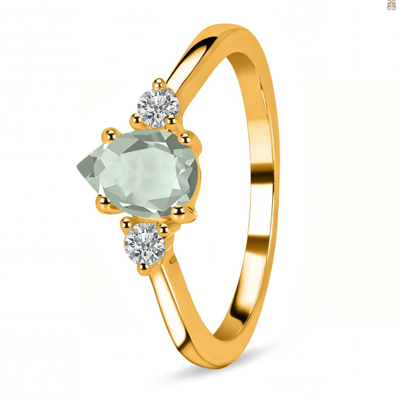 Green Amethyst & White Topaz Ring GRA-RR-335.
