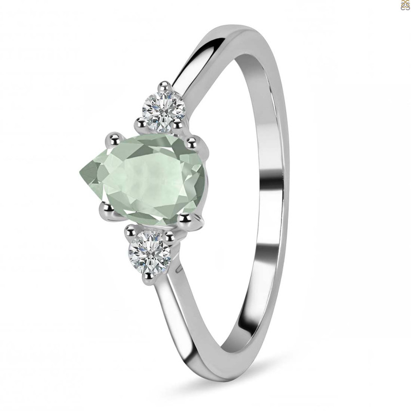 Green Amethyst & White Topaz Ring