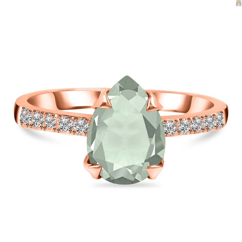 Green Amethyst & White Topaz Ring GRA-RR-344A.