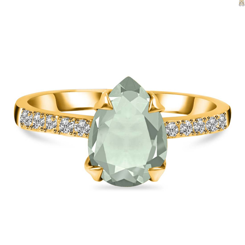 Green Amethyst & White Topaz Ring GRA-RR-344A.