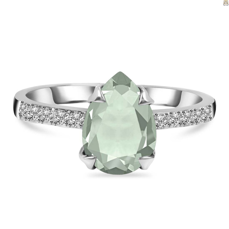 Green Amethyst & White Topaz Ring GRA-RR-344A.