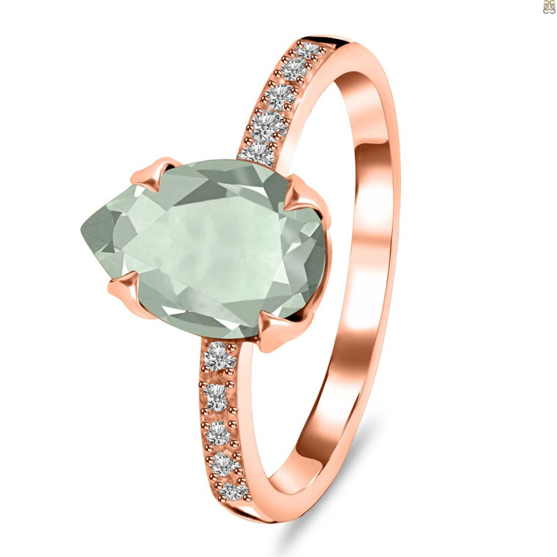 Green Amethyst & White Topaz Ring GRA-RR-344A.
