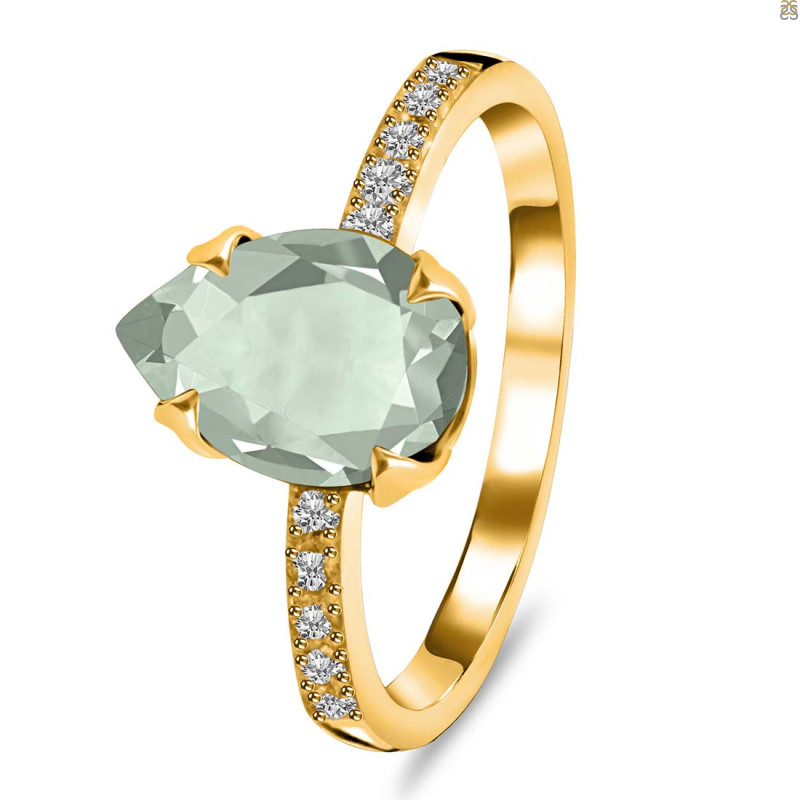 Green Amethyst & White Topaz Ring GRA-RR-344A.