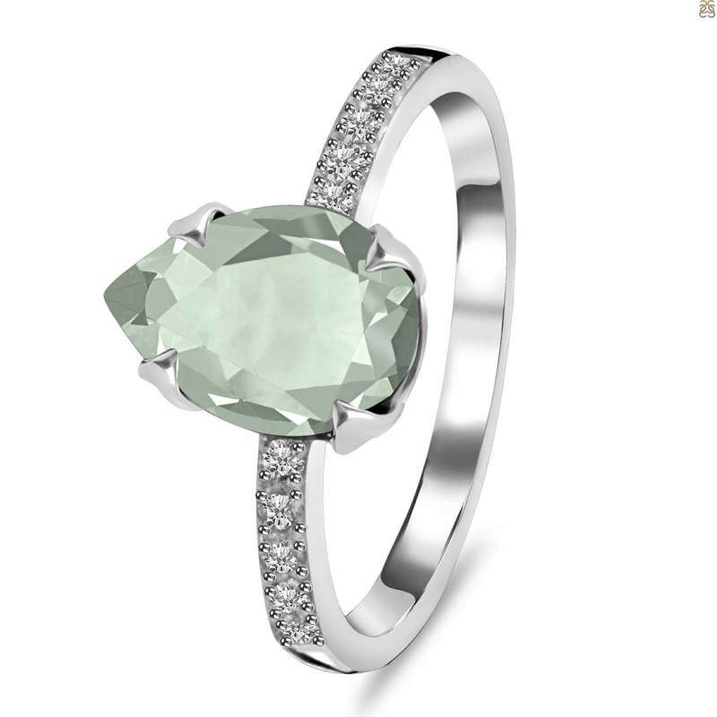 Green Amethyst & White Topaz Ring