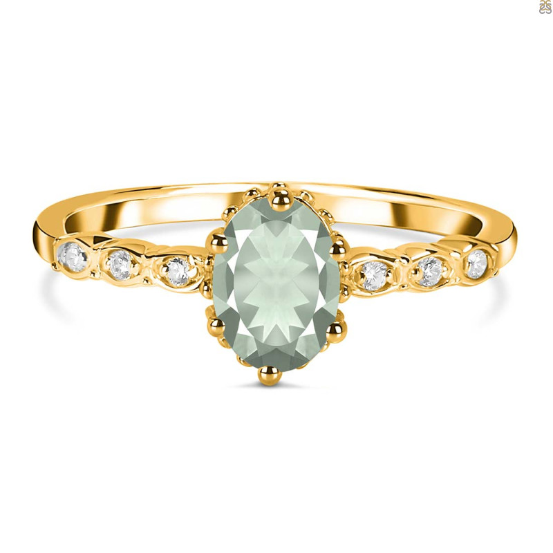 Green Amethyst & White Topaz Ring GRA-RR-35.