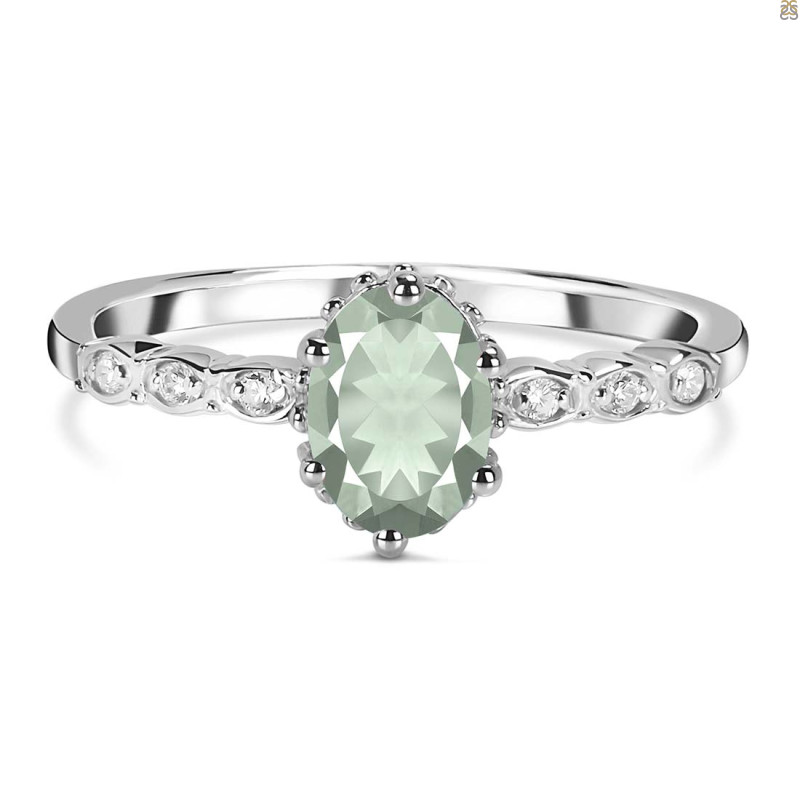 Green Amethyst & White Topaz Ring GRA-RR-35.