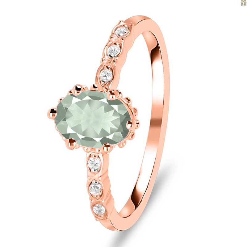 Green Amethyst & White Topaz Ring GRA-RR-35.