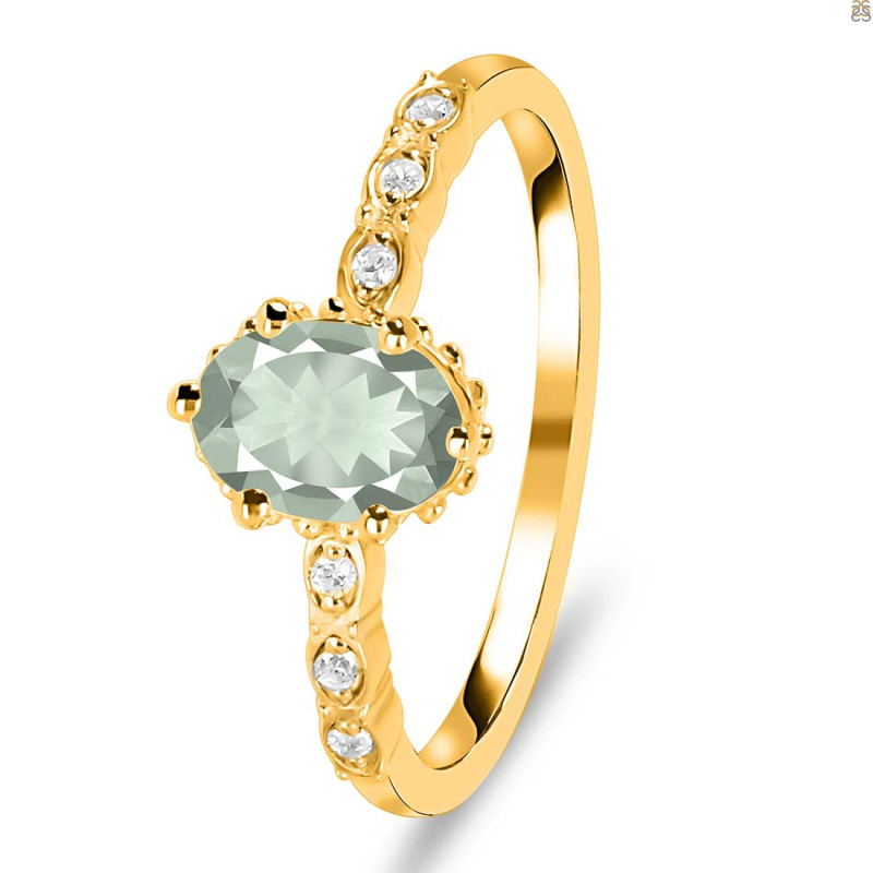 Green Amethyst & White Topaz Ring GRA-RR-35.