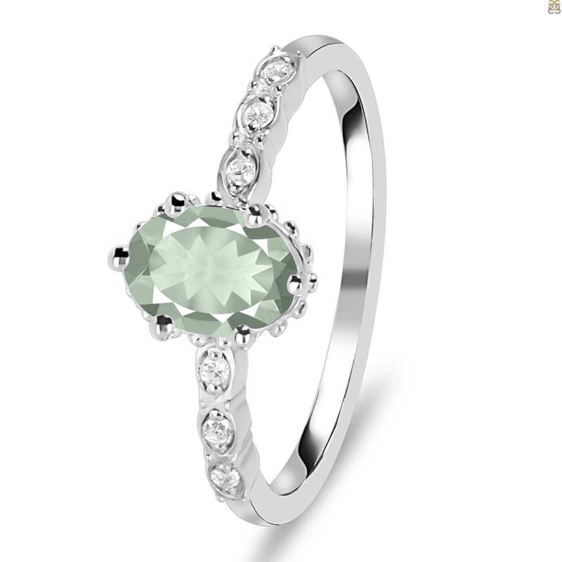 Green Amethyst & White Topaz Ring