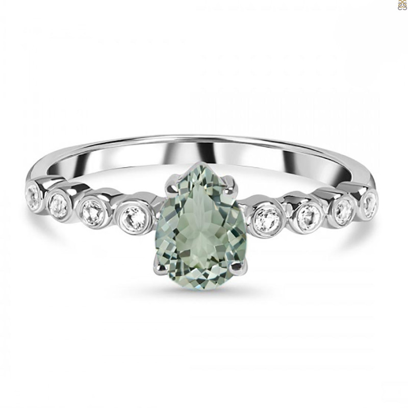 Green Amethyst & White Topaz Ring GRA-RR-419D.
