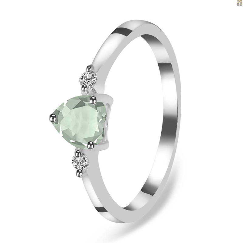 Green Amethyst & White Topaz Ring