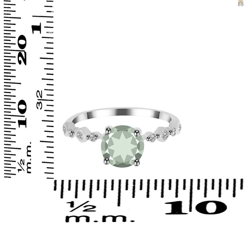 Green Amethyst & White Topaz Ring GRA-RR-426.