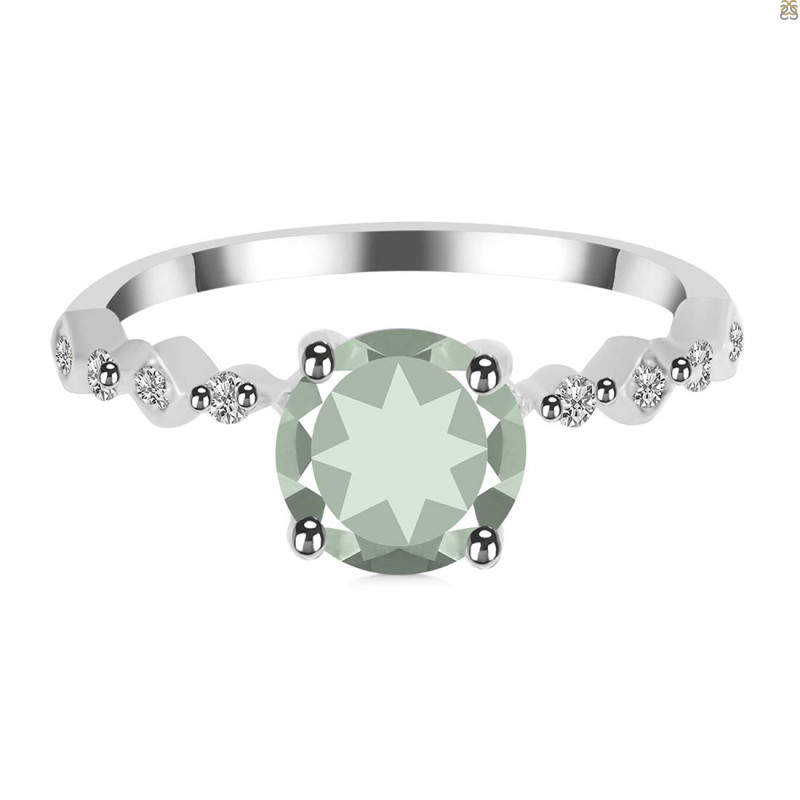 Green Amethyst & White Topaz Ring GRA-RR-426.