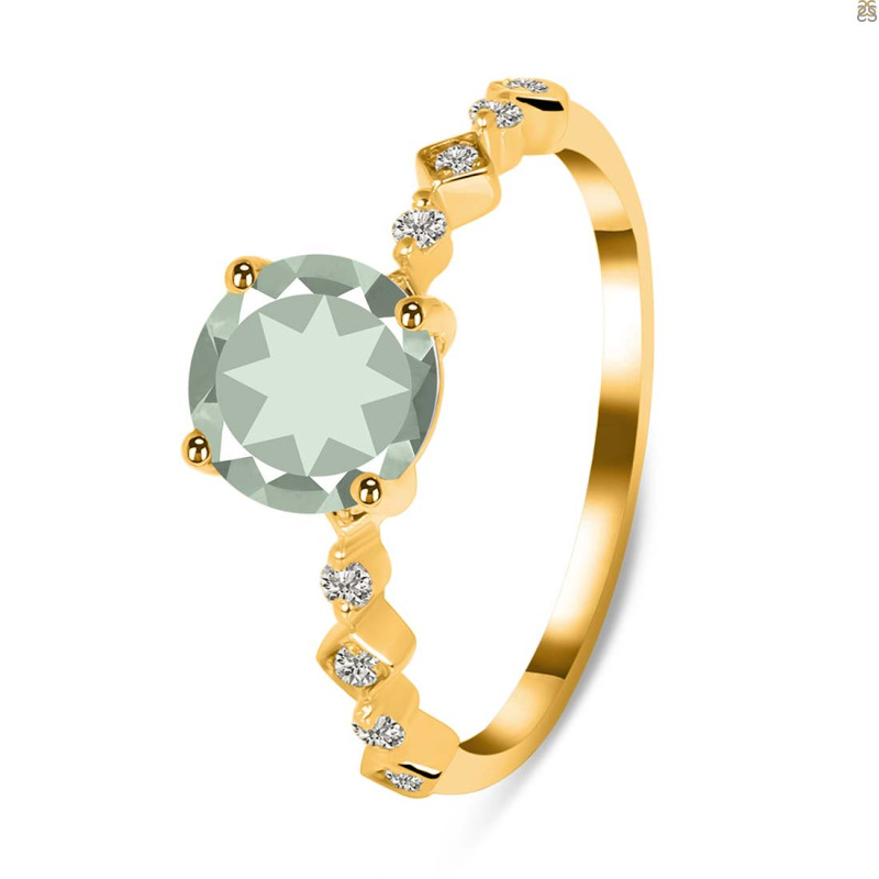 Green Amethyst & White Topaz Ring GRA-RR-426.