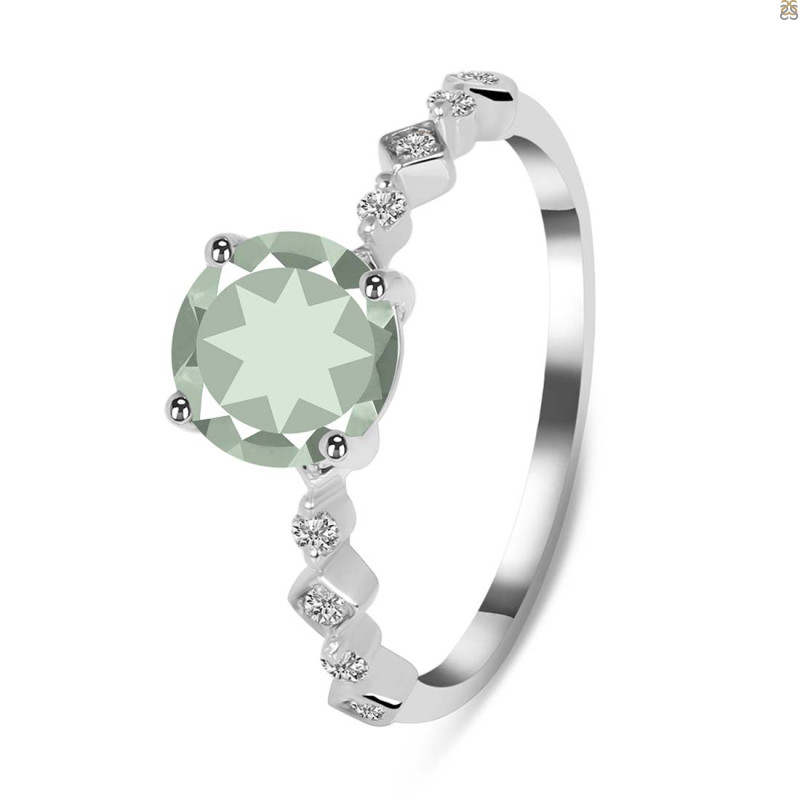 Green Amethyst & White Topaz Ring