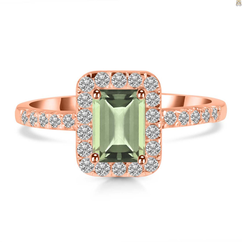 Green Amethyst & White Topaz Ring GRA-RR-432.