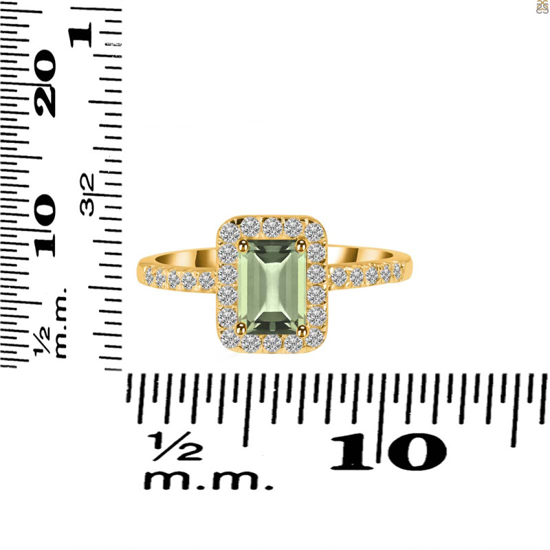 Green Amethyst & White Topaz Ring GRA-RR-432.