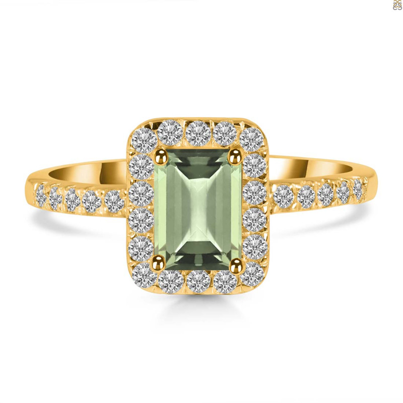 Green Amethyst & White Topaz Ring GRA-RR-432.