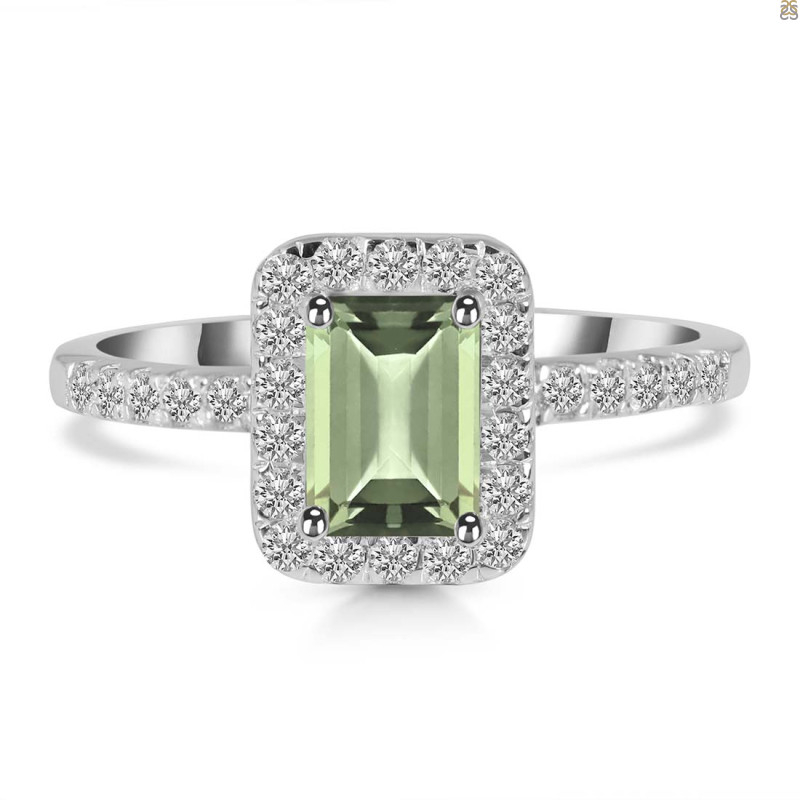 Green Amethyst & White Topaz Ring GRA-RR-432.