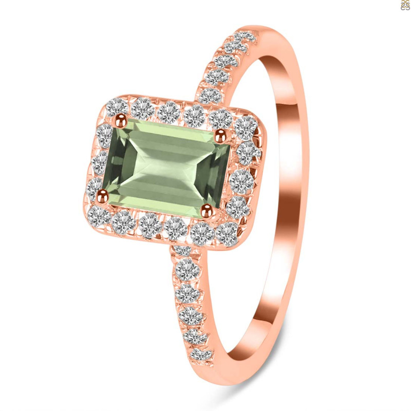 Green Amethyst & White Topaz Ring GRA-RR-432.