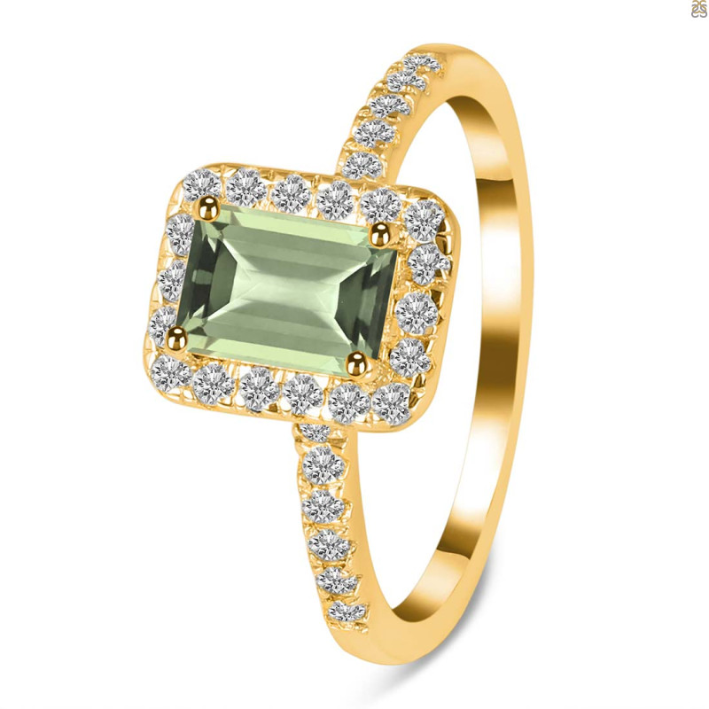 Green Amethyst & White Topaz Ring GRA-RR-432.