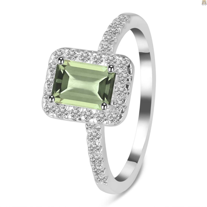 Green Amethyst & White Topaz Ring