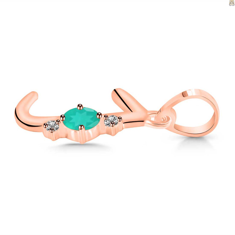 Green Onyx & White Topaz Alphabet J Pendant GRO-RDA-10.
