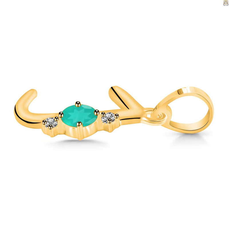 Green Onyx & White Topaz Alphabet J Pendant GRO-RDA-10.