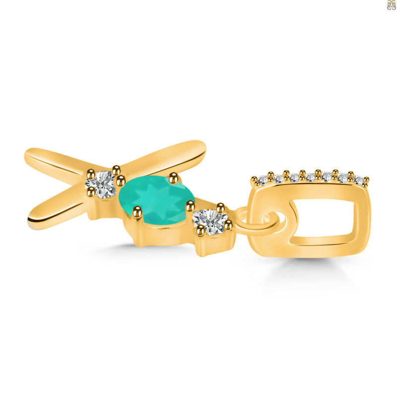 Green Onyx & White Topaz Alphabet X Pendant GRO-RDA-102.
