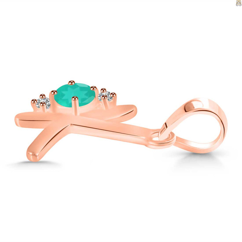 Green Onyx & White Topaz Alphabet K Pendant GRO-RDA-11.