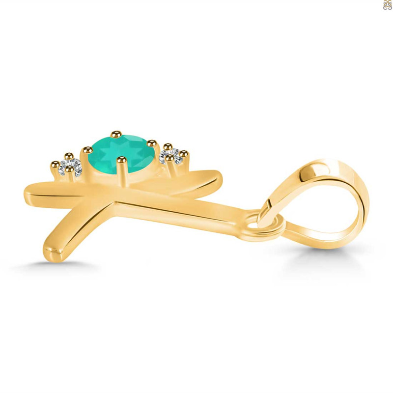 Green Onyx & White Topaz Alphabet K Pendant GRO-RDA-11.