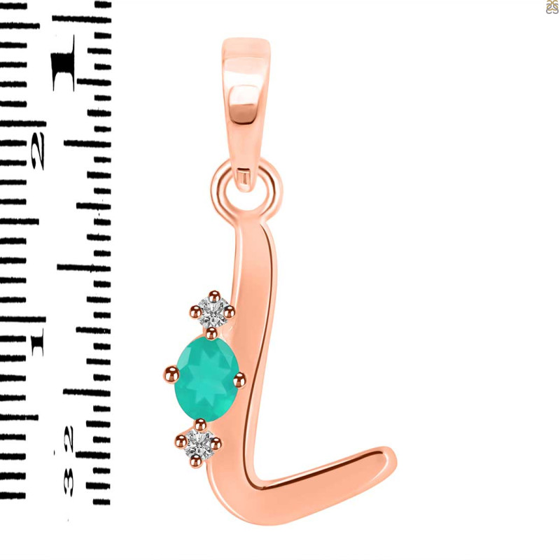 Green Onyx & White Topaz Alphabet L Pendant GRO-RDA-12.
