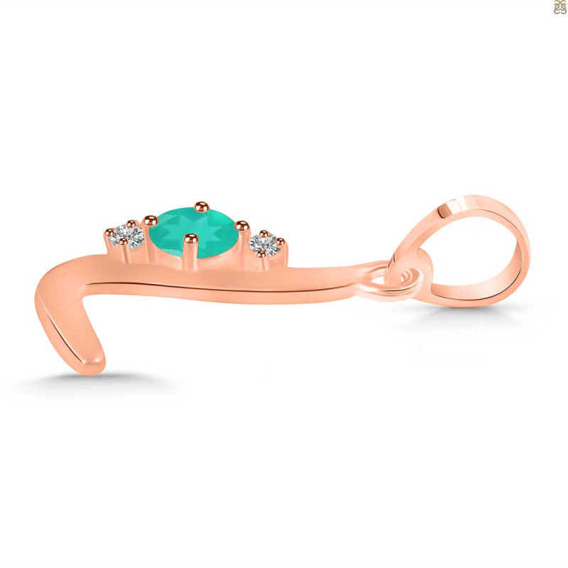 Green Onyx & White Topaz Alphabet L Pendant GRO-RDA-12.