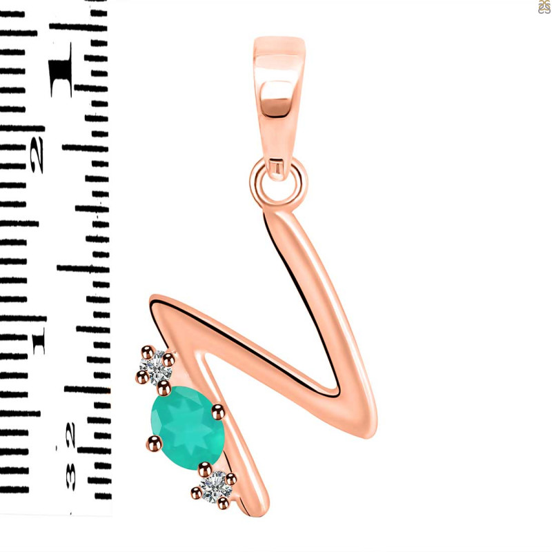 Green Onyx & White Topaz Alphabet N Pendant GRO-RDA-14.