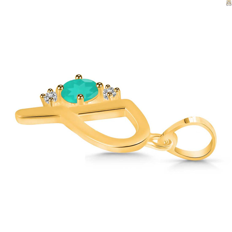 Green Onyx & White Topaz Alphabet P Pendant GRO-RDA-16.