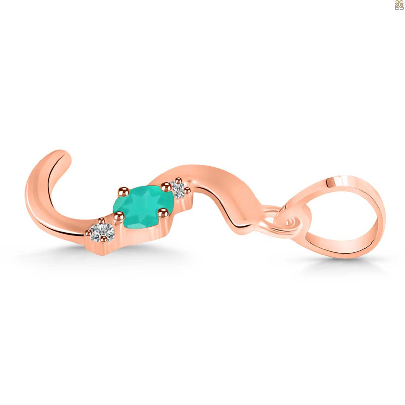 Green Onyx & White Topaz Alphabet S Pendant GRO-RDA-19.