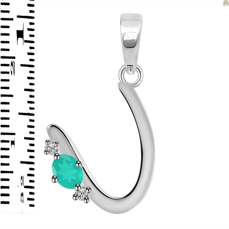 Green Onyx & White Topaz Alphabet U Pendant GRO-RDA-21.