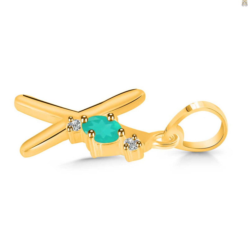Green Onyx & White Topaz Alphabet X Pendant GRO-RDA-24.
