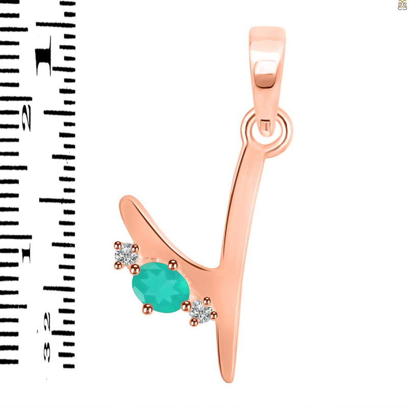 Green Onyx & White Topaz Alphabet Y Pendant GRO-RDA-25.